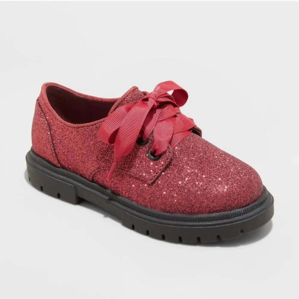 Toddler Girls' Phoebe Oxford Lace-Up Shoes - Cat & Jack Red 5T